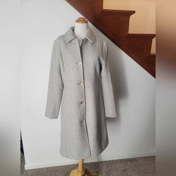 J CREW GRAY WOOL TRENCH COAT New Size 10 - Picture 7 of 7